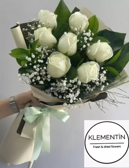 7 beyaz gül buketi
